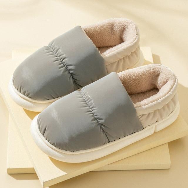 Waterproof Memory Foam Fur Slippers for Indoor and Outdoor Use