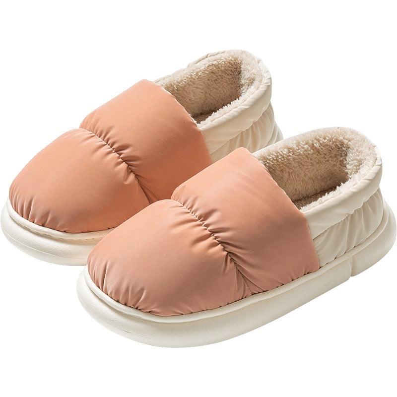 Waterproof Memory Foam Fur Slippers for Indoor and Outdoor Use