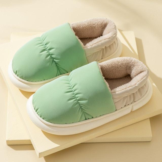 Waterproof Memory Foam Fur Slippers for Indoor and Outdoor Use