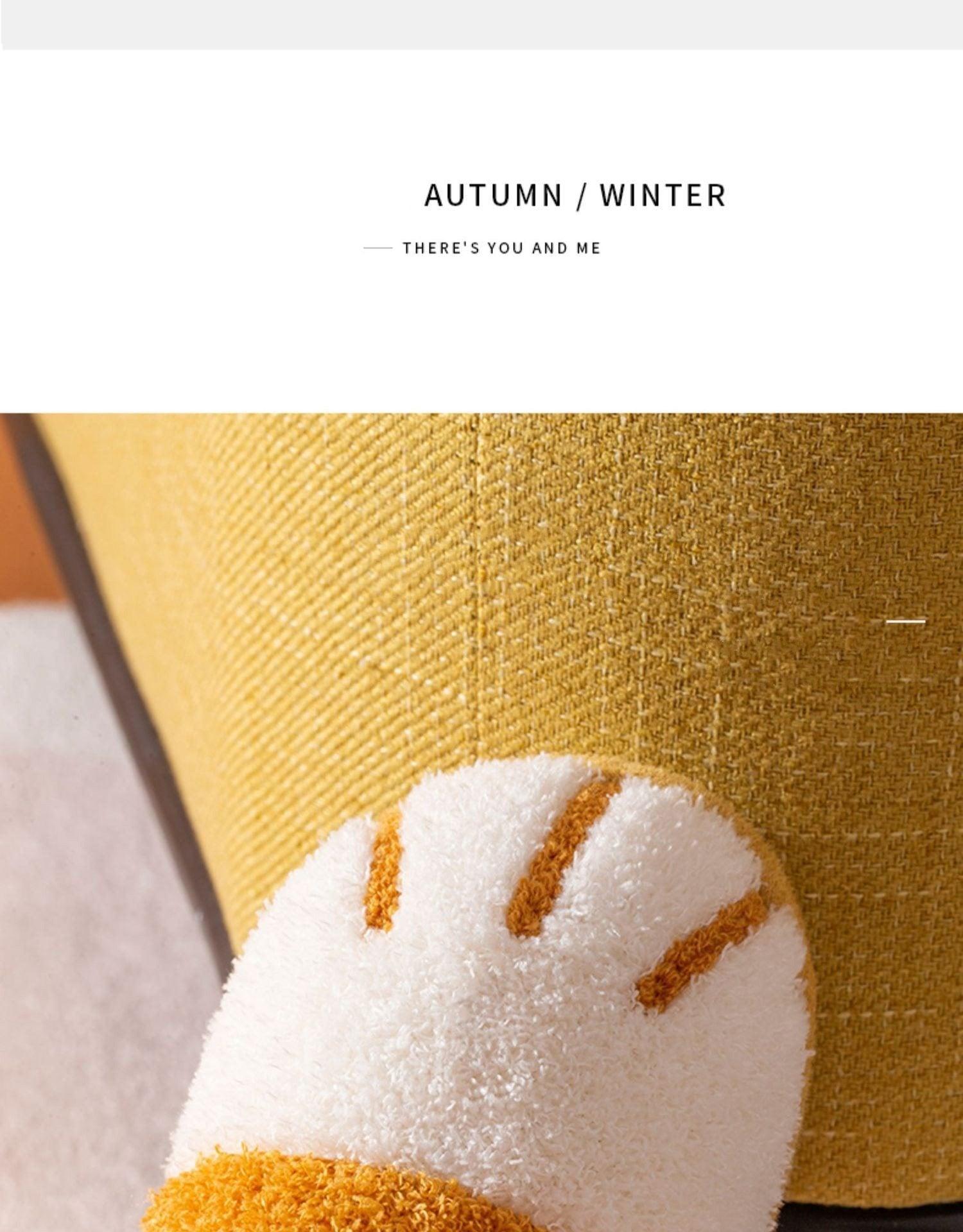 Cute Cat Paw Furry Slippers – Women's Warm Winter Indoor Slides