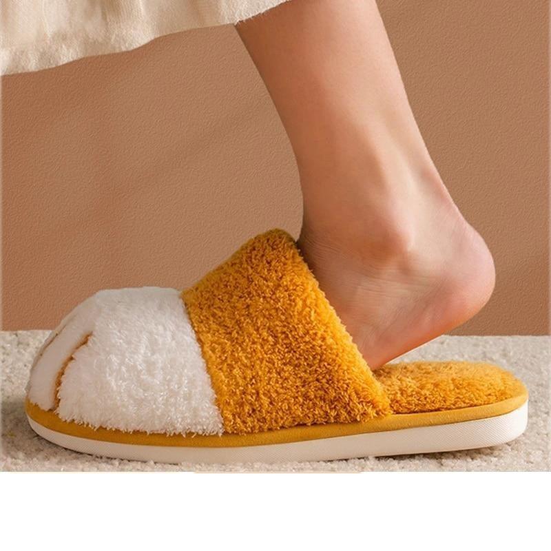Cute Cat Paw Furry Slippers – Women's Warm Winter Indoor Slides