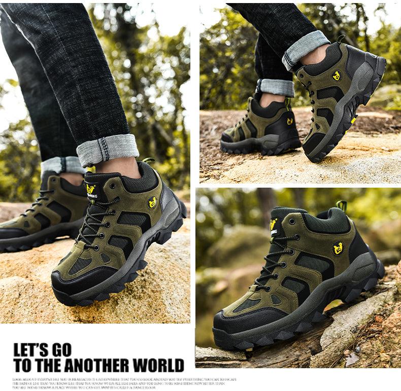 Men's High-Top Leather Winter Snow Boots with EVA Midsole