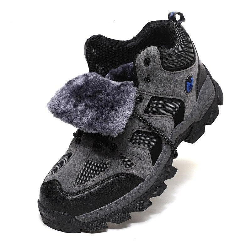 Men's High-Top Leather Winter Snow Boots with EVA Midsole
