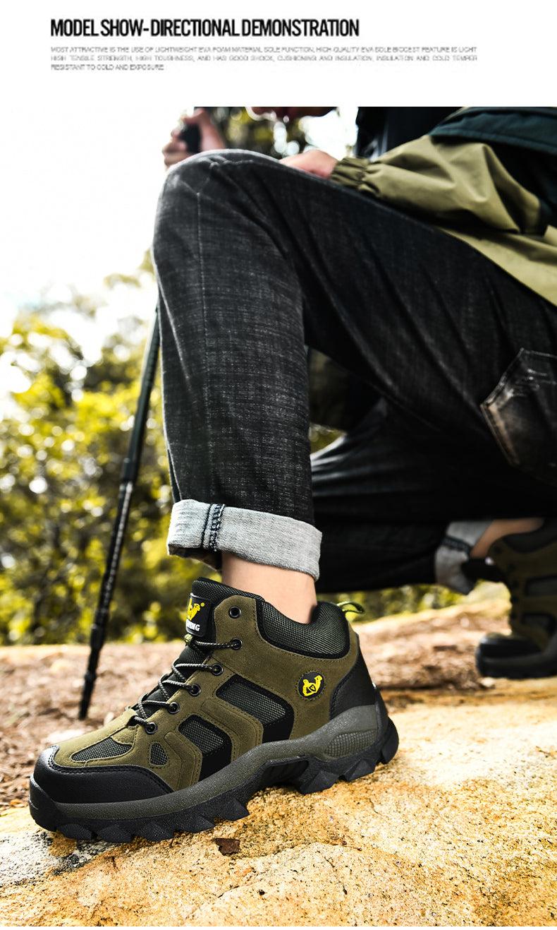 Men's High-Top Leather Winter Snow Boots with EVA Midsole