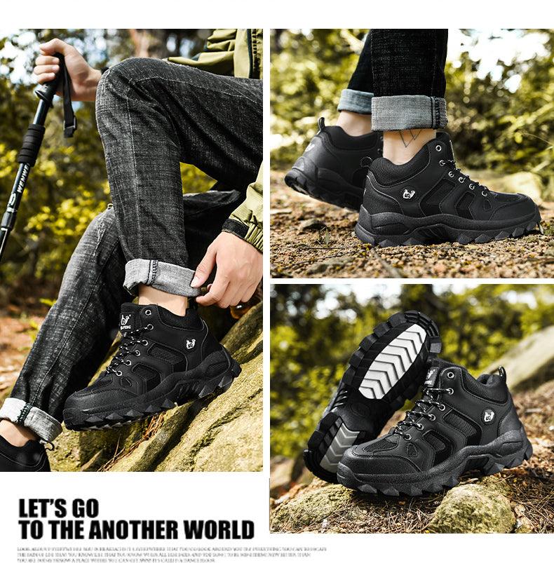 Men's High-Top Leather Winter Snow Boots with EVA Midsole