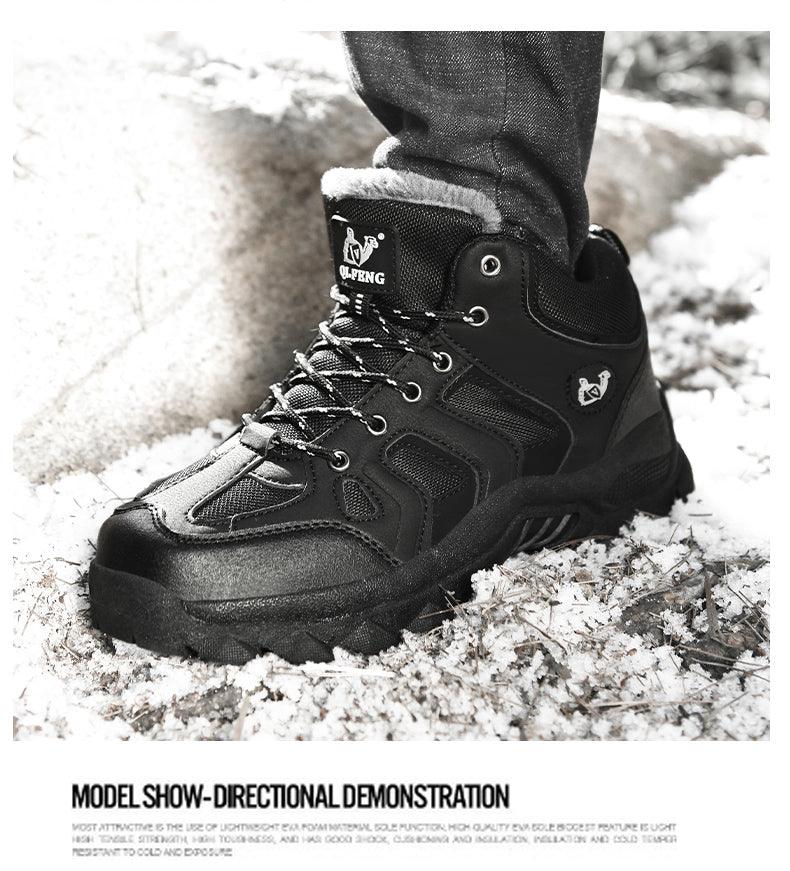 Men's High-Top Leather Winter Snow Boots with EVA Midsole