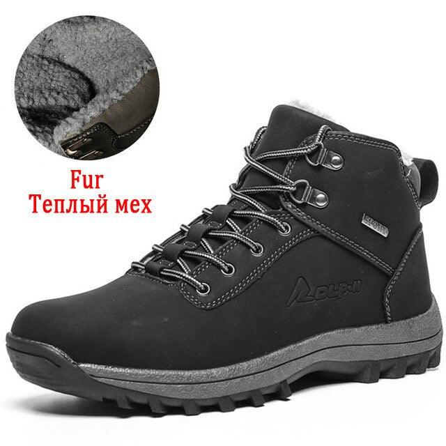 Men's Waterproof Winter Snow Boots - Insulated Hiking Ankle Boots