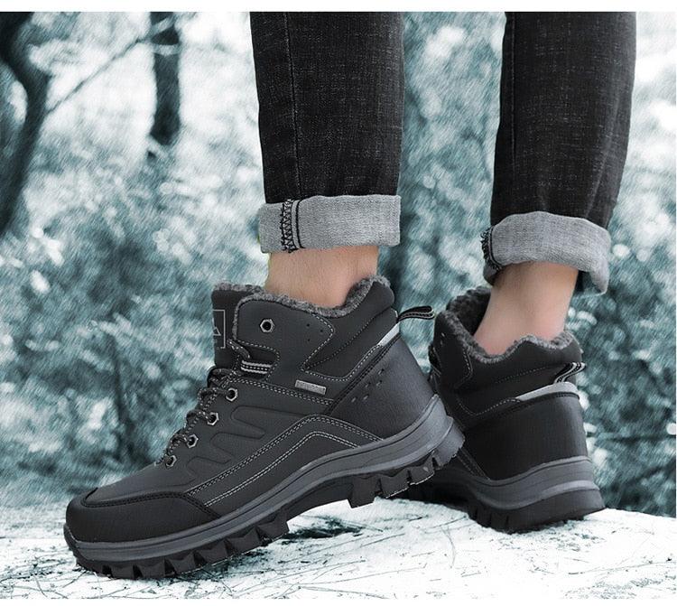Men's Waterproof Winter Snow Boots - Insulated Hiking Ankle Boots