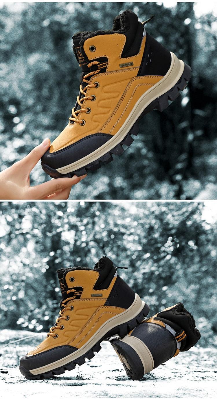 Men's Waterproof Winter Snow Boots - Insulated Hiking Ankle Boots