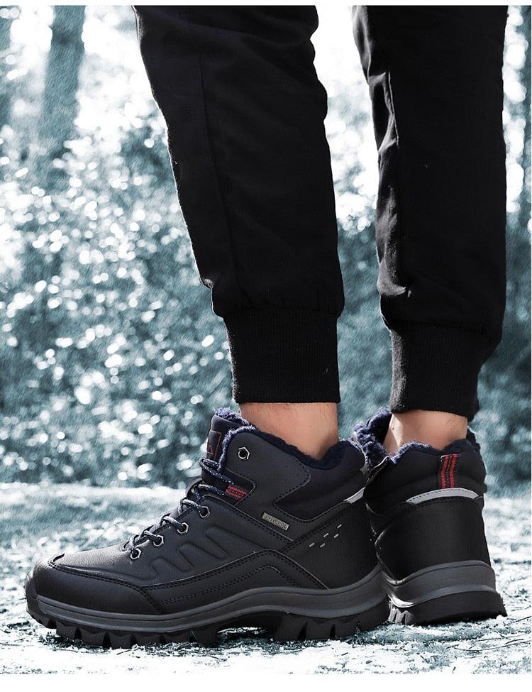 Men's Waterproof Winter Snow Boots - Insulated Hiking Ankle Boots