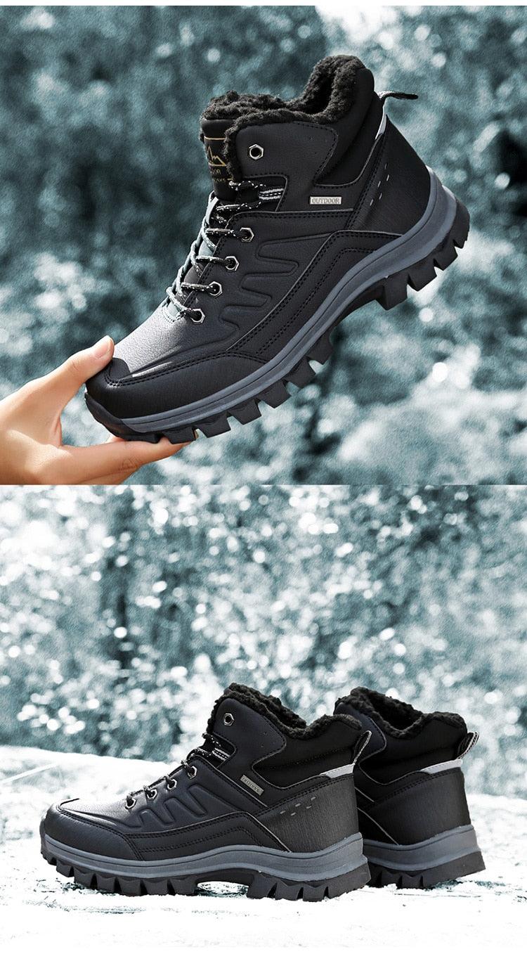 Men's Waterproof Winter Snow Boots - Insulated Hiking Ankle Boots