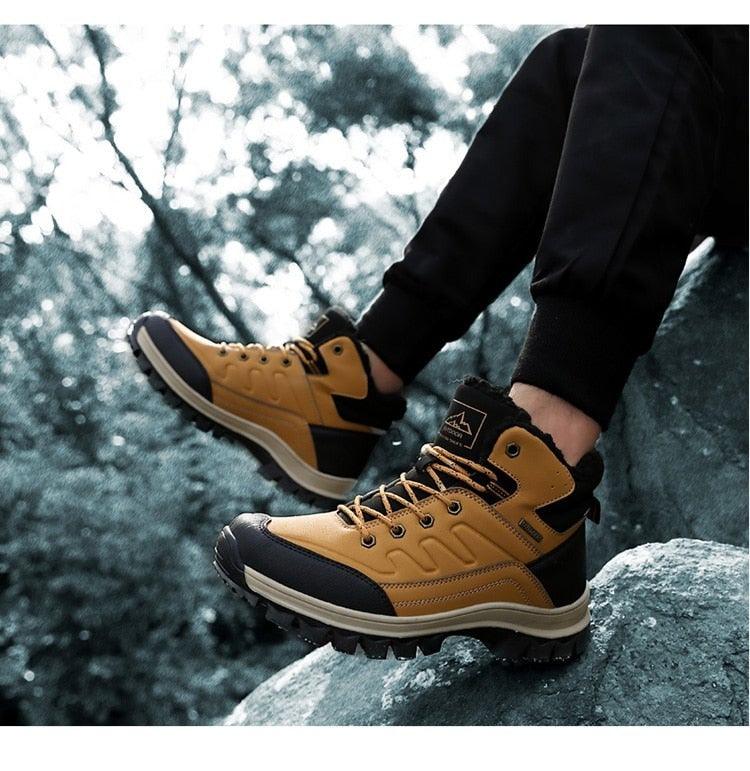 Men's Waterproof Winter Snow Boots - Insulated Hiking Ankle Boots