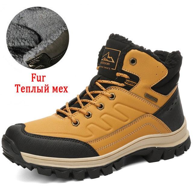 Men's Waterproof Winter Snow Boots - Insulated Hiking Ankle Boots