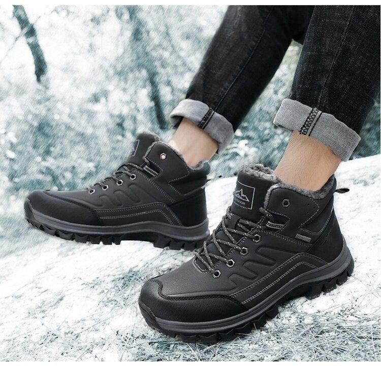 Men's Waterproof Winter Snow Boots - Insulated Hiking Ankle Boots