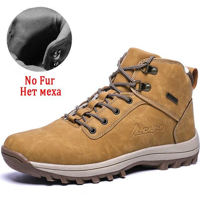 Men's Waterproof Winter Snow Boots - Insulated Hiking Ankle Boots