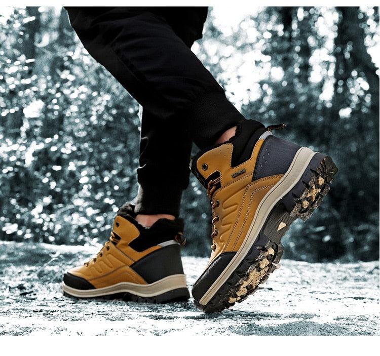 Men's Waterproof Winter Snow Boots - Insulated Hiking Ankle Boots