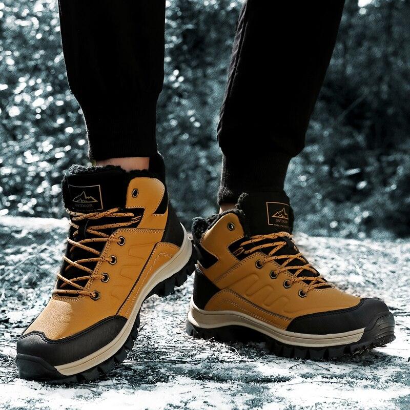 Men's Waterproof Winter Snow Boots - Insulated Hiking Ankle Boots