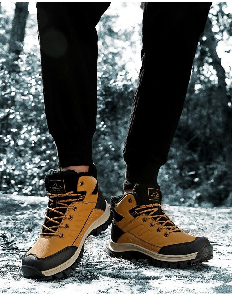 Men's Waterproof Winter Snow Boots - Insulated Hiking Ankle Boots