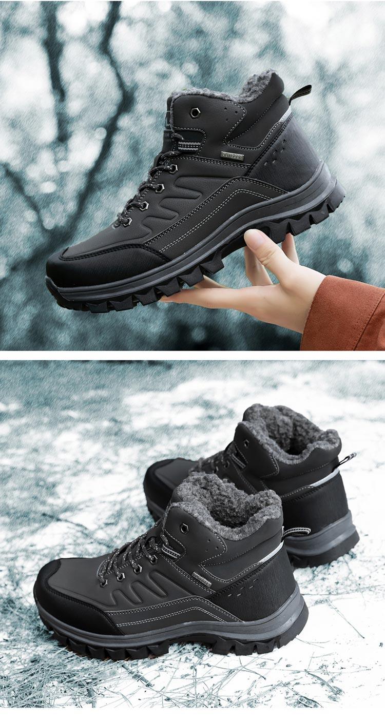 Men's Waterproof Winter Snow Boots - Insulated Hiking Ankle Boots