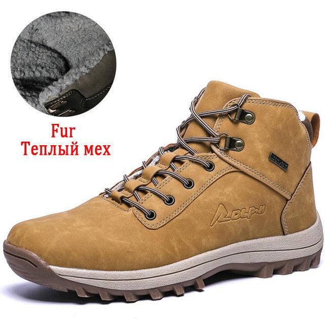 Men's Waterproof Winter Snow Boots - Insulated Hiking Ankle Boots
