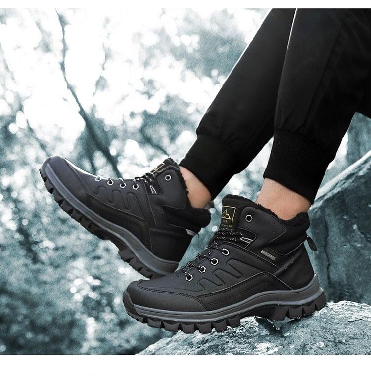 Men's Waterproof Winter Snow Boots - Insulated Hiking Ankle Boots