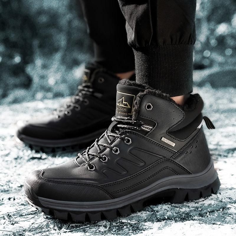 Men's Waterproof Winter Snow Boots - Insulated Hiking Ankle Boots