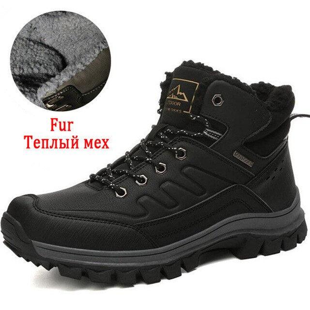 Men's Waterproof Winter Snow Boots - Insulated Hiking Ankle Boots