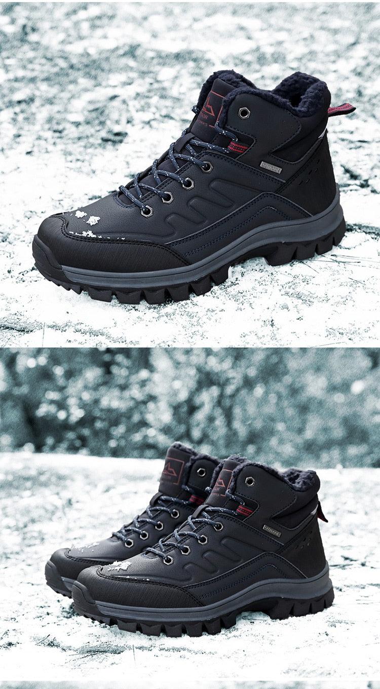 Men's Waterproof Winter Snow Boots - Insulated Hiking Ankle Boots