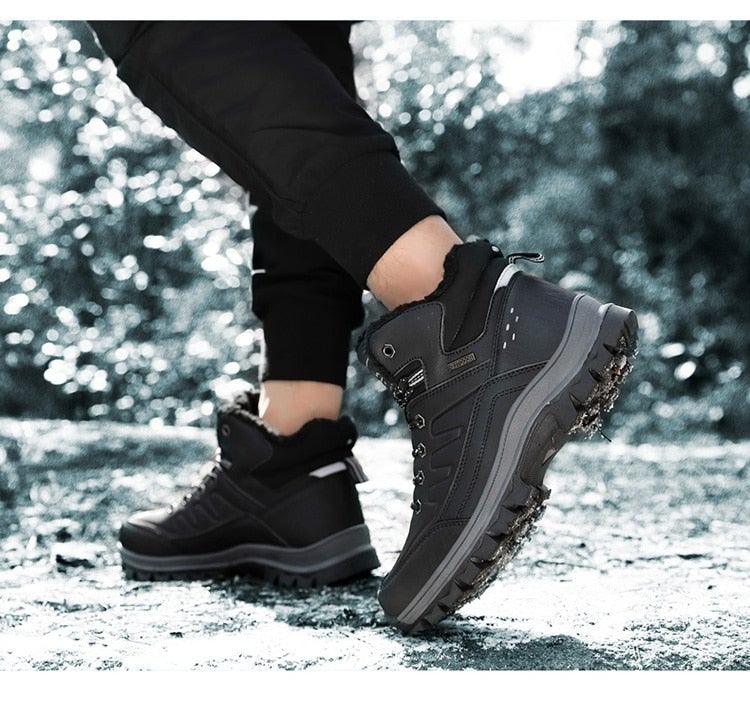 Men's Waterproof Winter Snow Boots - Insulated Hiking Ankle Boots