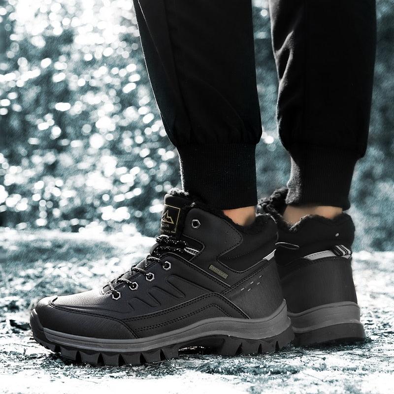 Men's Waterproof Winter Snow Boots - Insulated Hiking Ankle Boots