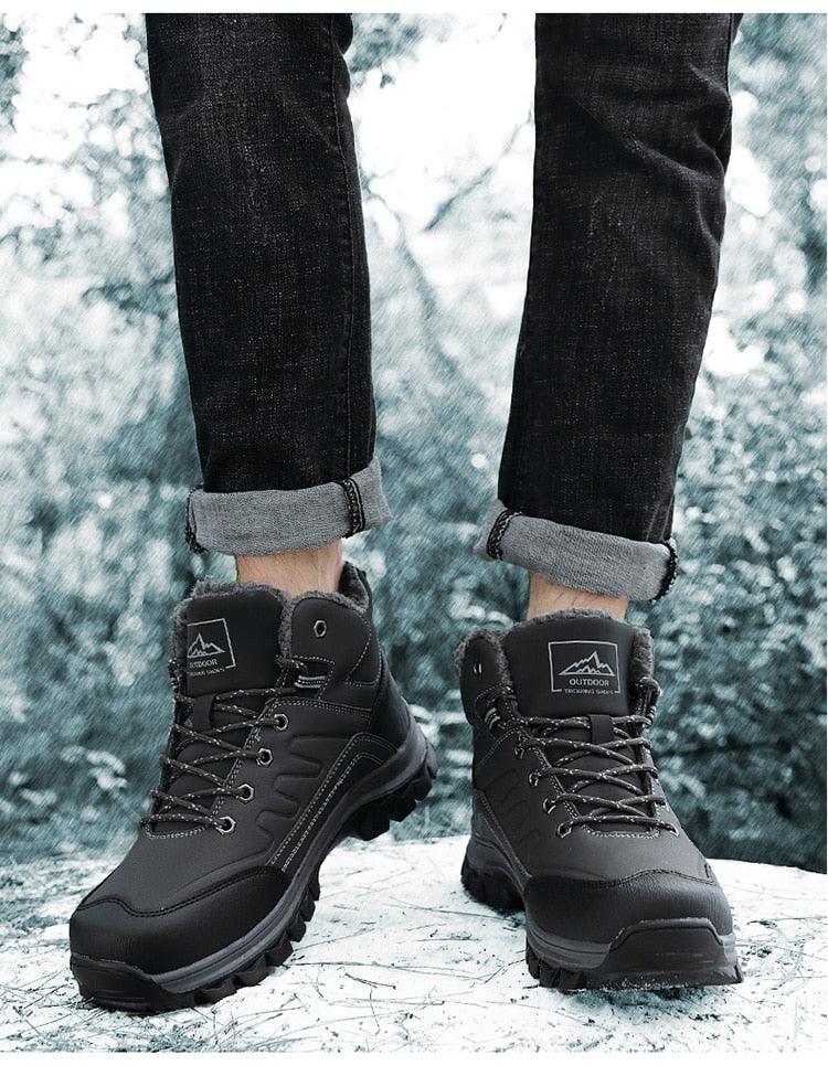 Men's Waterproof Winter Snow Boots - Insulated Hiking Ankle Boots