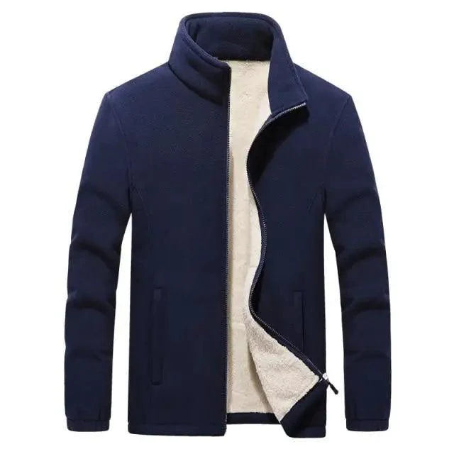 Men's Thickened Fleece Jacket Solid Minimalist Winter Casual Coat