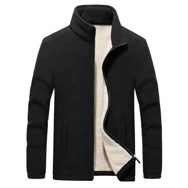 Men's Thickened Fleece Jacket Solid Minimalist Winter Casual Coat