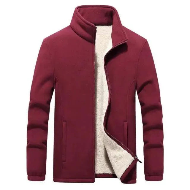 Men's Thickened Fleece Jacket Solid Minimalist Winter Casual Coat