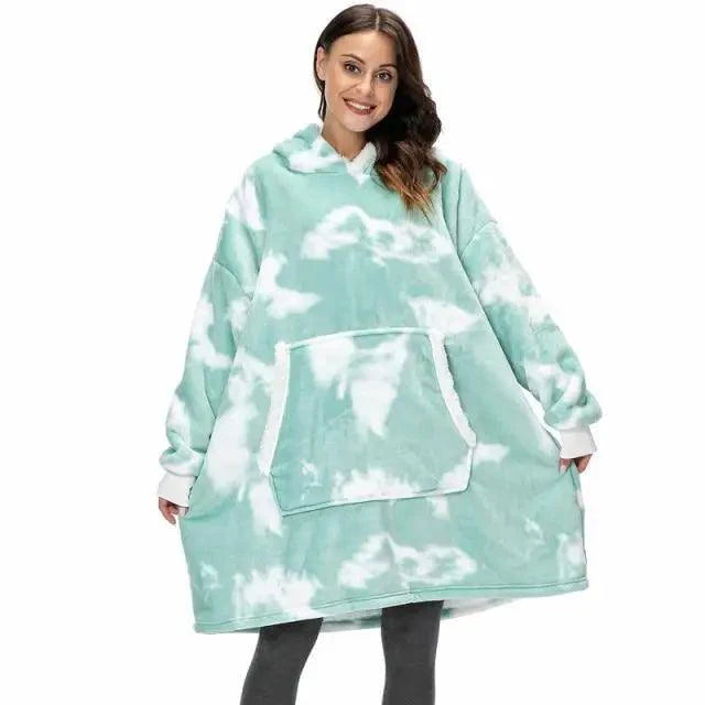 Oversized Wearable Blanket Hoodie with Sleeves for Lounging