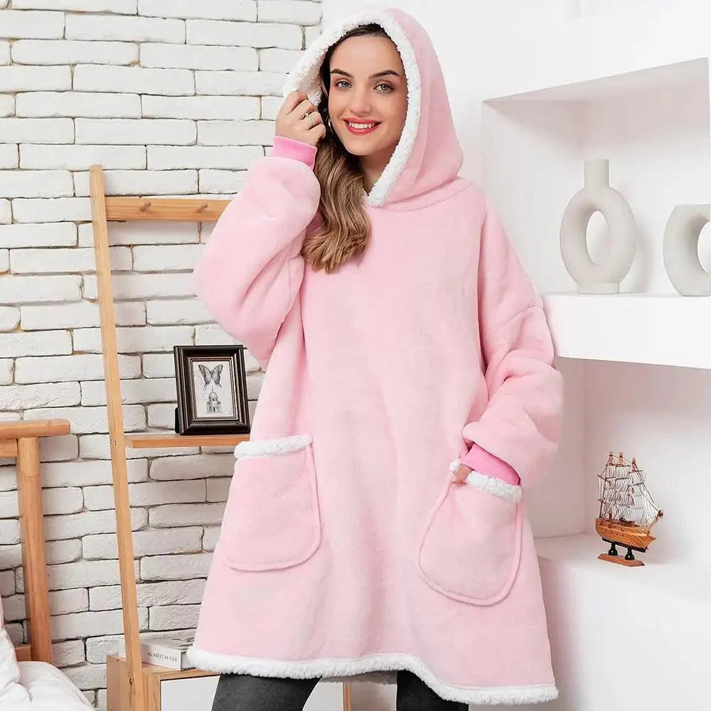 Oversized Wearable Blanket Hoodie with Sleeves for Lounging