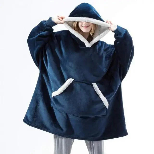 Oversized Wearable Blanket Hoodie with Sleeves for Lounging