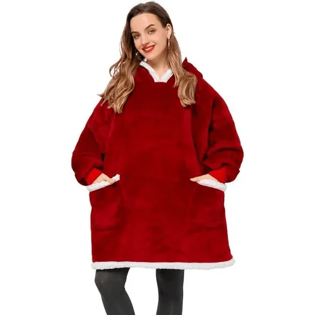 Oversized Wearable Blanket Hoodie with Sleeves for Lounging