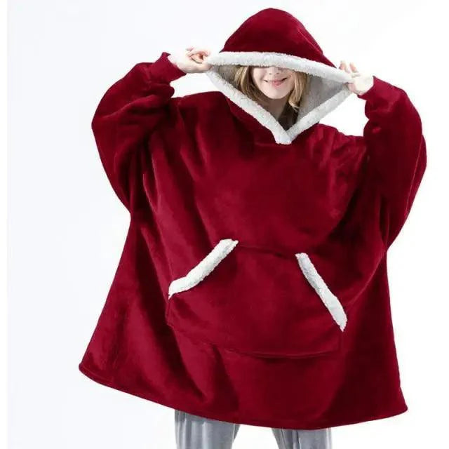 Oversized Wearable Blanket Hoodie with Sleeves for Lounging