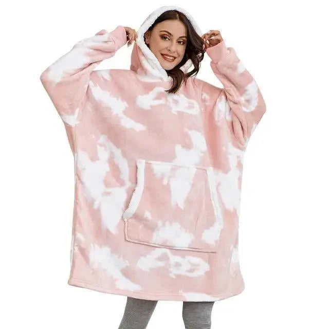Oversized Wearable Blanket Hoodie with Sleeves for Lounging