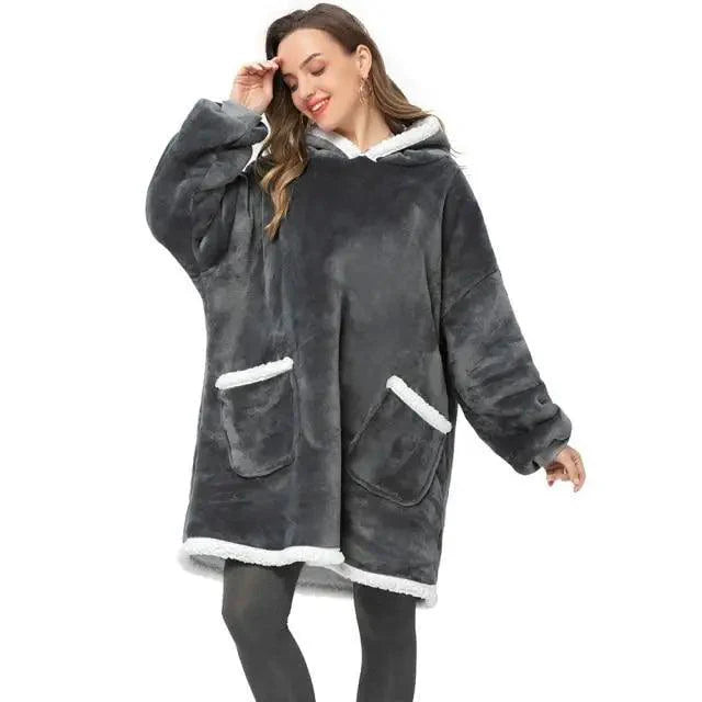 Oversized Wearable Blanket Hoodie with Sleeves for Lounging