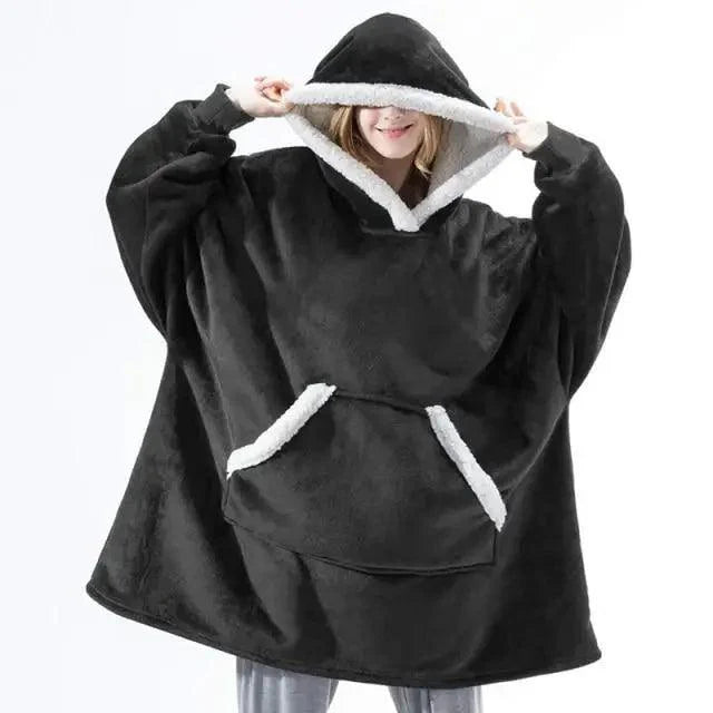 Oversized Wearable Blanket Hoodie with Sleeves for Lounging