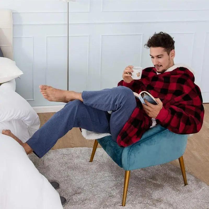 Oversized Wearable Blanket Hoodie with Sleeves for Lounging