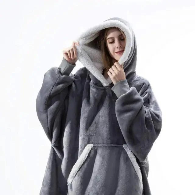 Oversized Wearable Blanket Hoodie with Sleeves for Lounging
