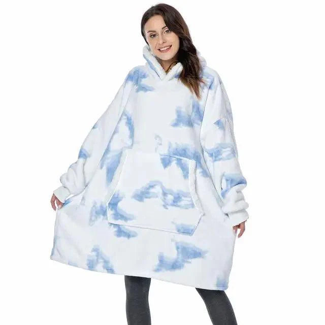 Oversized Wearable Blanket Hoodie with Sleeves for Lounging