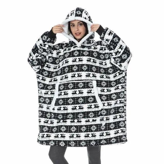 Oversized Wearable Blanket Hoodie with Sleeves for Lounging