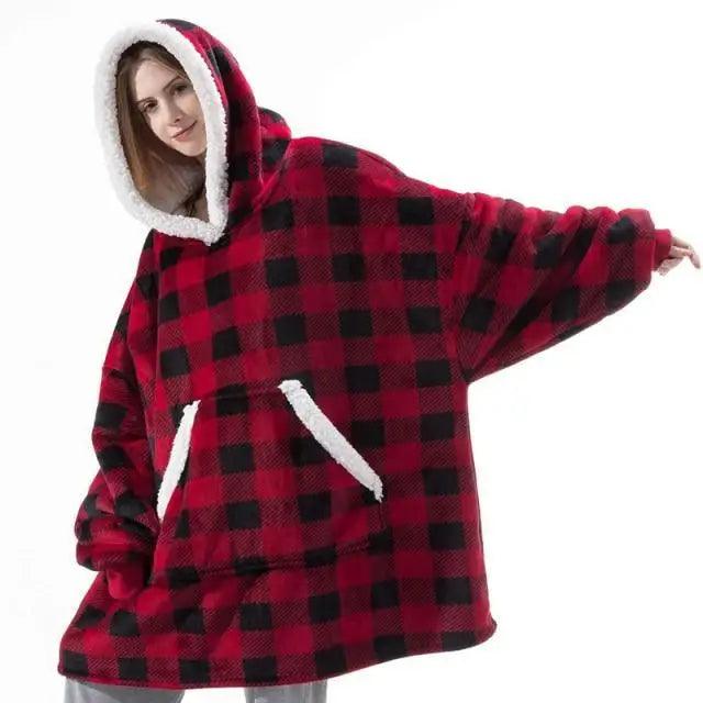 Oversized Wearable Blanket Hoodie with Sleeves for Lounging