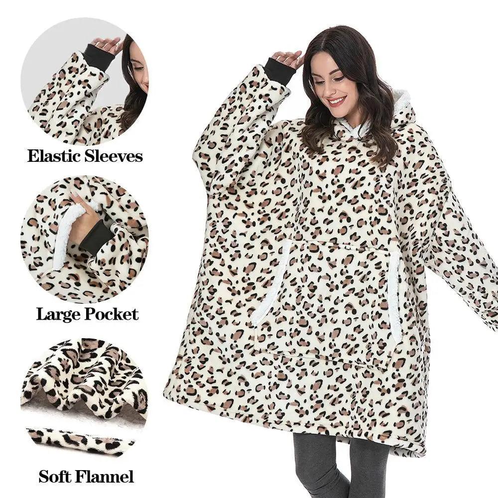 Oversized Wearable Blanket Hoodie with Sleeves for Lounging