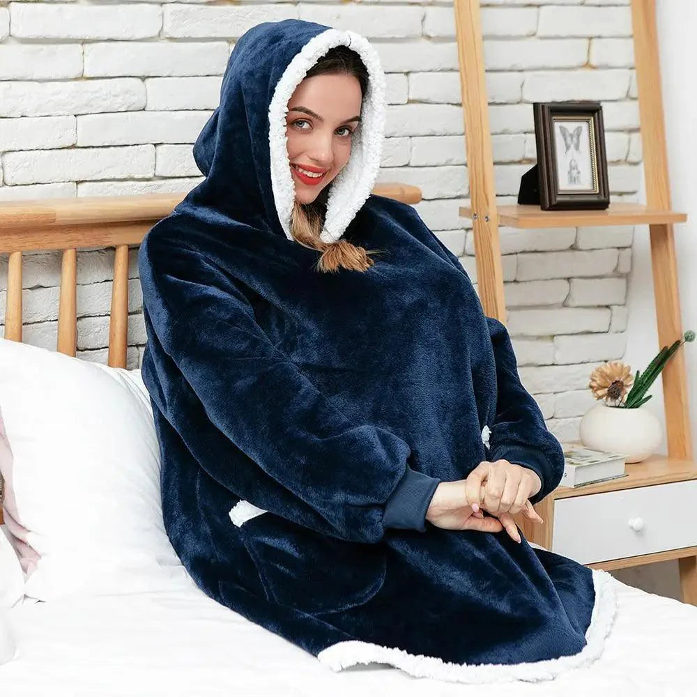 Oversized Wearable Blanket Hoodie with Sleeves for Lounging