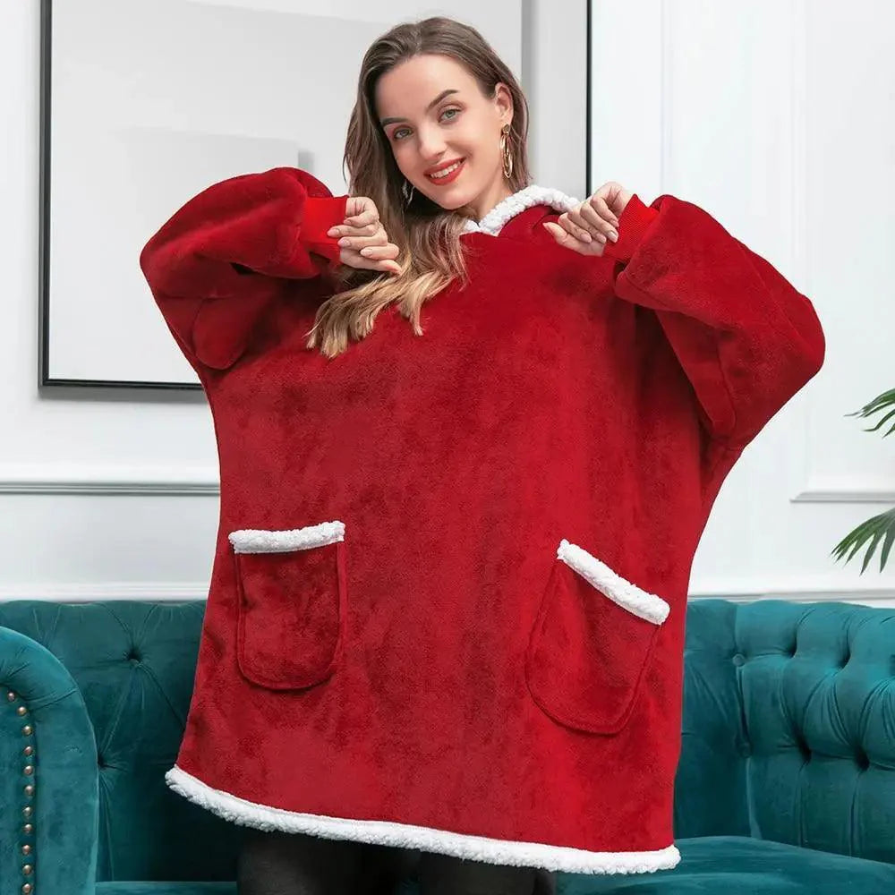 Oversized Wearable Blanket Hoodie with Sleeves for Lounging